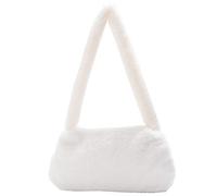Ladies Furry Shoulder Handbag Underarm Portable Fashion Wild Messenger Bag(White)