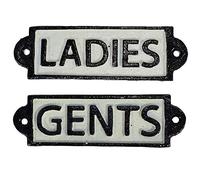 Ladies & Gents Toilet Cast Iron Sign Plaque Door Wall Cafe Shop Pub Hotel Bar