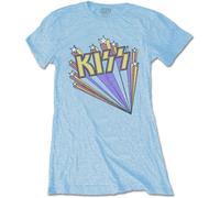Kiss - T-Shirt # L Blue Femmina # Stars