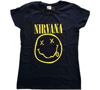 Ladies Nirvana Yellow Happy Face con licencia Camiseta señoras