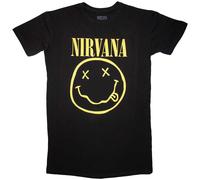 Ladies Nirvana Yellow Happy Face Dress Fit con licencia Camiseta señoras