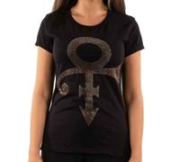 Ladies Prince Gold Symbol Diamante Oficial Camiseta Mujeres señoras (Large)
