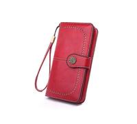 Ladies Purse, RFID Blocking PU Leather Wallet for Women Leaf Pendant Zipper Coin Long Purse with Multiple Card Slots and Roomy Compartment -2