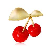 Ladies Red Cherry Brooches Alloy Fruit Pin Brooches Birthday Valentine Wedding Party Jewelry Covered Scarves Shawl Clip For Woman Girl New Released