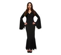 Ladies Sexy Witch, Vampiress, Vampire Lady, Morticia Style Black Fancy Dress Costume. One Size Costume But Usually Fits Sizes 8, 10, 12 And 14. (disfraz)