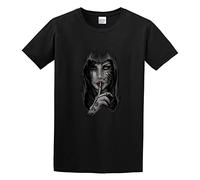 Ladies Shhh Day of The Dead Girl Dia De Los Muertos Print Unisex T-Shirts Men tee Cotton Tops Black Shirt M