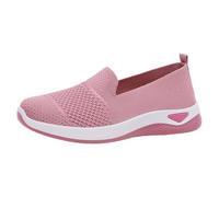 Ladies Slip on Trainers Breathable Slip on Mesh Orthopedic Shoes for Women UK Womens Lightweight Closed Toe Knit Sneakers Comfortable Flat Walking Shoes for Plantar Fasciitis Arch Support Sneakers