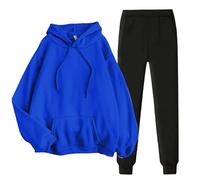 Ladies' Solid Color Sweater Casual Suit Sportswear Long Sleeved Trousers Two Set Ropa Moderna, azul, 3XL