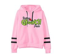 Ladies Sudadera con Capucha Sudadera con Capucha Resting Grinch De Manguito De Mangas De Mangas Largas para Mujer Pink-M