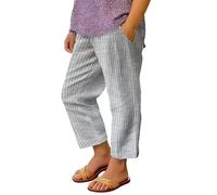 Ladies Trousers Linen Wide Leg Elasticated High Waist Women Summer Lightweight Drawstring Baggy Lounge Pants Plain Straight Leg Comfy Casual Holiday Essentials Bottoms with Pocket