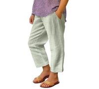 Ladies Trousers Linen Wide Leg Elasticated High Waist Women Summer Lightweight Drawstring Baggy Lounge Pants Plain Straight Leg Comfy Casual Holiday Essentials Bottoms with Pocket