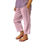 Ladies Trousers Linen Wide Leg Elasticated High Waist Women Summer Lightweight Drawstring Baggy Lounge Pants Plain Straight Leg Comfy Casual Holiday Essentials Bottoms with Pocket