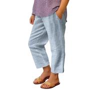 Ladies Trousers Linen Wide Leg Elasticated High Waist Women Summer Lightweight Drawstring Baggy Lounge Pants Plain Straight Leg Comfy Casual Holiday Essentials Bottoms with Pocket