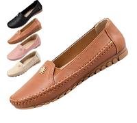 Ladies Walking Shoes Leather, Orthopedic Leather Shoes for Women, Casual Comfort Walking Shoess for Work Travel Shopping Walkings and Wearing At Home (Camel,39)