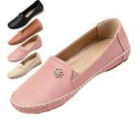 Ladies Walking Shoes Leather, Orthopedic Leather Shoes for Women, Casual Comfort Walking Shoess for Work Travel Shopping Walkings and Wearing At Home (Pink,38.5)