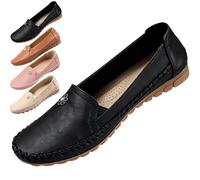 Ladies Walking Shoes Leather, Orthopedic Leather Shoes for Women, Casual Comfort Walking Shoess for Work Travel Shopping Walkings and Wearing At Home (Black,40)