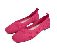Ladies' Wide Fit Knit Ballet Flats Stretch-Knit Slip-On Work Shoes Office Comfort Pumps with Round Toe Breathable Solid Colour Dress Flats UK Size 4-8