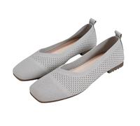 Ladies' Wide Fit Knit Ballet Flats Stretch-Knit Slip-On Work Shoes Office Comfort Pumps with Round Toe Breathable Solid Colour Dress Flats UK Size 4-8