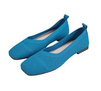 Ladies' Wide Fit Knit Ballet Flats Stretch-Knit Slip-On Work Shoes Office Comfort Pumps with Round Toe Breathable Solid Colour Dress Flats UK Size 4-8