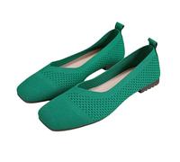 Ladies' Wide Fit Knit Ballet Flats Stretch-Knit Slip-On Work Shoes Office Comfort Pumps with Round Toe Breathable Solid Colour Dress Flats UK Size 4-8