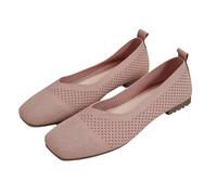 Ladies' Wide Fit Knit Ballet Flats Stretch-Knit Slip-On Work Shoes Office Comfort Pumps with Round Toe Breathable Solid Colour Dress Flats UK Size 4-8