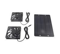 Ladieshow Ventilador Solar Exterior, 10W 800MA Kit de Ventilador de Panel Solar Extractor Solar de Aire de Doble, para Invernadero Cobertizos, Gallineros de Corral, el Ático del Hogar, Negro
