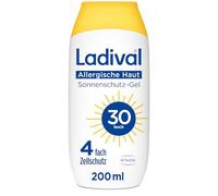 Ladival Gel protector solar para piel alérgica SPF 30 para el cuerpo para alergias al sol y acné de Mallorca, impermeable, con exclusiva protección celular de 4 capas, crema solar, 200 ml