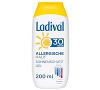 Ladival Gel solar para pieles alérgicas, protección solar SPF 30, sin perfume, para alérgicos, sin colorantes ni conservantes, resistente al agua, 1 x 200 ml