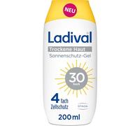 Ladival Loción de crema solar para la piel seca SPF 30 con ácido | Para dermatitis atópica y piel seca, hidratante con ácido hialurónico, protección celular de 4 capas, impermeable