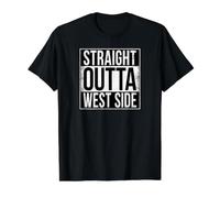 Lado Oeste DE Fuera Recta Camiseta gráfica económica, Hombre, Negro, M