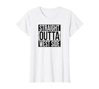 Lado Oeste DE Fuera Recta Camiseta gráfica económica, Mujer, Blanco, S