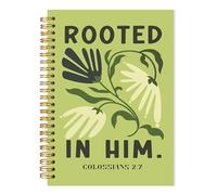 LADOCK Cuaderno cristiano floral verde retro, diario de versículos bíblicos 2:7, con raíces en él, cuaderno en espiral de escritura religiosa, regalos cristianos para mujeres, diario de oración para