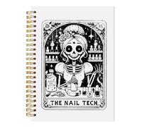 LADOCK Divertido cuaderno de espiral con tecnología de uñas de esqueleto, regalos de tecnología de uñas para mujeres, cuaderno de regalo para técnicos de uñas, artistas, manicuristas, diario de tarot