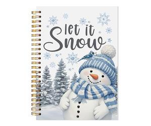 LADOCK Let It Snow - Cuaderno de espiral de muñeco de nieve azul de invierno, diario de árbol de Navidad, cuaderno de muñeco de nieve de invierno, diario de Navidad nevado, 5.5 x 8.3 pulgadas