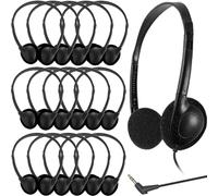 Ladont Paquete de 20 audífonos a Granel para el Aula, Auriculares supraaurales con Cable para Estudiantes de Biblioteca Escolar, Sonido Claro de 3.5 mm para Aprendizaje en línea (Negro)