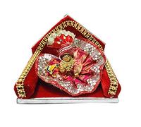 Ladoo Gopal o Bal Gopal Red Gaddi Lord Krishna Aashan con laddo Gopal Krishna Janmashtami Columpio de tela para el hogar Temple Mandir Home Showpiece - (L x H) (5 x 4.25) pulgadas