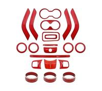 LADPZJNW Cubiertas Embellecedoras Volante Consola Central Puerta Aire Acondicionado Ventilación Engranaje Cubierta Portavasos Embellecedor para Jeep para Wrangler Jk 2011-2017(Red 21pcs)
