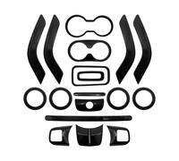 LADPZJNW Cubiertas Embellecedoras Volante Consola Central Puerta Aire Acondicionado Ventilación Engranaje Cubierta Portavasos Embellecedor para Jeep para Wrangler Jk 2011-2017(Black 18pcs)