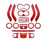 LADPZJNW Cubiertas Embellecedoras Volante Consola Central Puerta Aire Acondicionado Ventilación Engranaje Cubierta Portavasos Embellecedor para Jeep para Wrangler Jk 2011-2017(Red 18pcs)