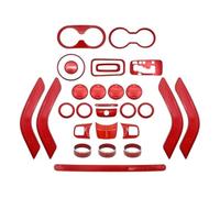 LADPZJNW Cubiertas Embellecedoras Volante Consola Central Puerta Aire Acondicionado Ventilación Engranaje Cubierta Portavasos Embellecedor para Jeep para Wrangler Jk 2011-2017(Red 28pcs)
