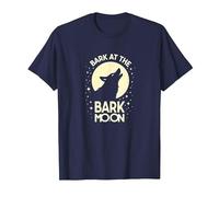 Ladra en la Luna de Corteza: Noche Estrellada del Lobo Aullando Camiseta, Hombre, Azul Marino, 3XL