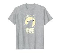 Ladra en la Luna de Corteza: Noche Estrellada del Lobo Aullando Camiseta, Hombre, Gris Jaspeado, M