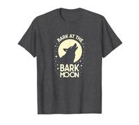 Ladra en la Luna de Corteza: Noche Estrellada del Lobo Aullando Camiseta, Hombre, Jaspeado Oscuro, 5XL