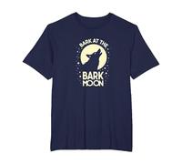 Ladra en la Luna de Corteza: Noche Estrellada del Lobo Aullando Camiseta, Hombre Tallas Grandes, Azul Marino, 3X Alto