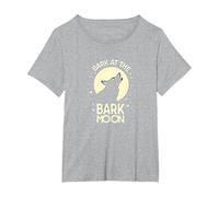 Ladra en la Luna de Corteza: Noche Estrellada del Lobo Aullando Camiseta, Mujer Tallas Grandes, Gris Jaspeado, 3XL Grande