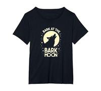 Ladra en la Luna de Corteza: Noche Estrellada del Lobo Aullando Camiseta, Mujer Tallas Grandes, Negro, 2XL Grande