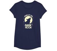 Ladra en la Luna de Corteza: Noche Estrellada del Lobo Aullando Camiseta, Niñas, Azul Marino, Mediano