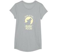 Ladra en la Luna de Corteza: Noche Estrellada del Lobo Aullando Camiseta, Niñas, Gris Jaspeado, Pequeña