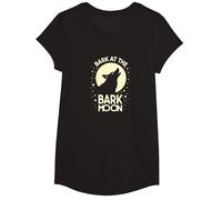 Ladra en la Luna de Corteza: Noche Estrellada del Lobo Aullando Camiseta, Niñas, Negro, Grande