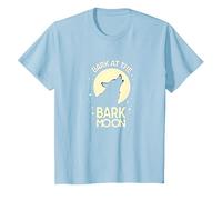 Ladra en la Luna de Corteza: Noche Estrellada del Lobo Aullando Camiseta, Niños, Azul Bebé, 12 años